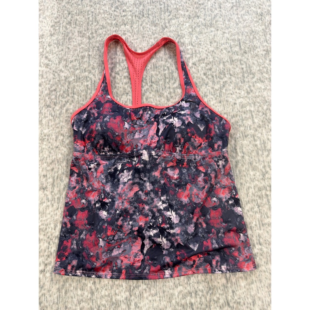 Nike Swim Womens Tankini Top Pink Abstract Racerback NESSD338-683 Large NEW
